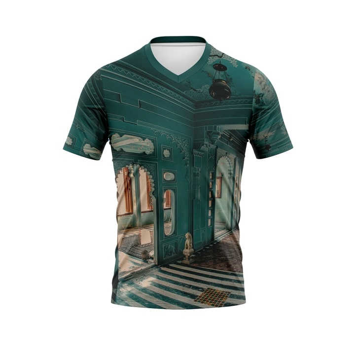 Custom Printed Men's V Neck Polyester T-Shirt