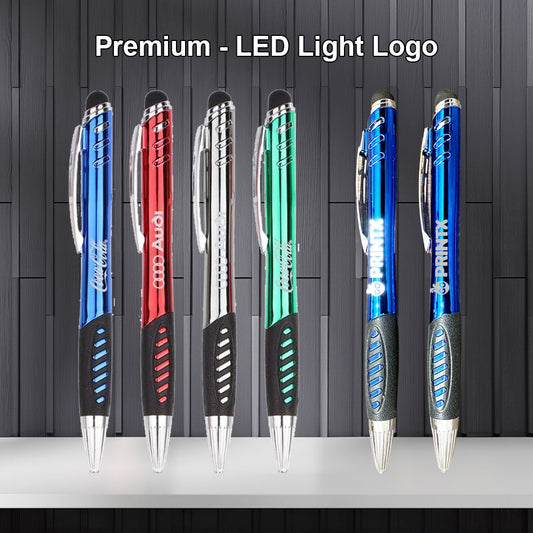Bolígrafos premium con luz LED grabados con láser